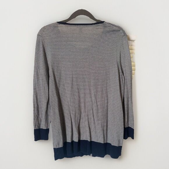 Talbots Collection Cardigan Womens Large Blue Pin Stripe Lightweight - Picture 5 of 8